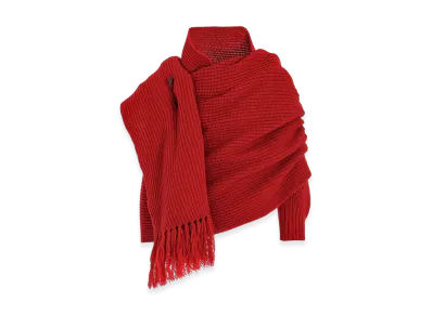 Y's Wool Knit Stole "Red"
