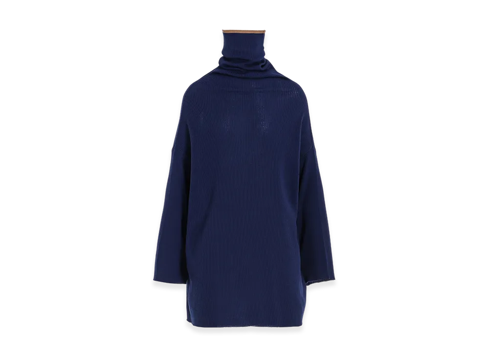 Y's x John Smedley Bottleneck Ribbed Knit "Blue"