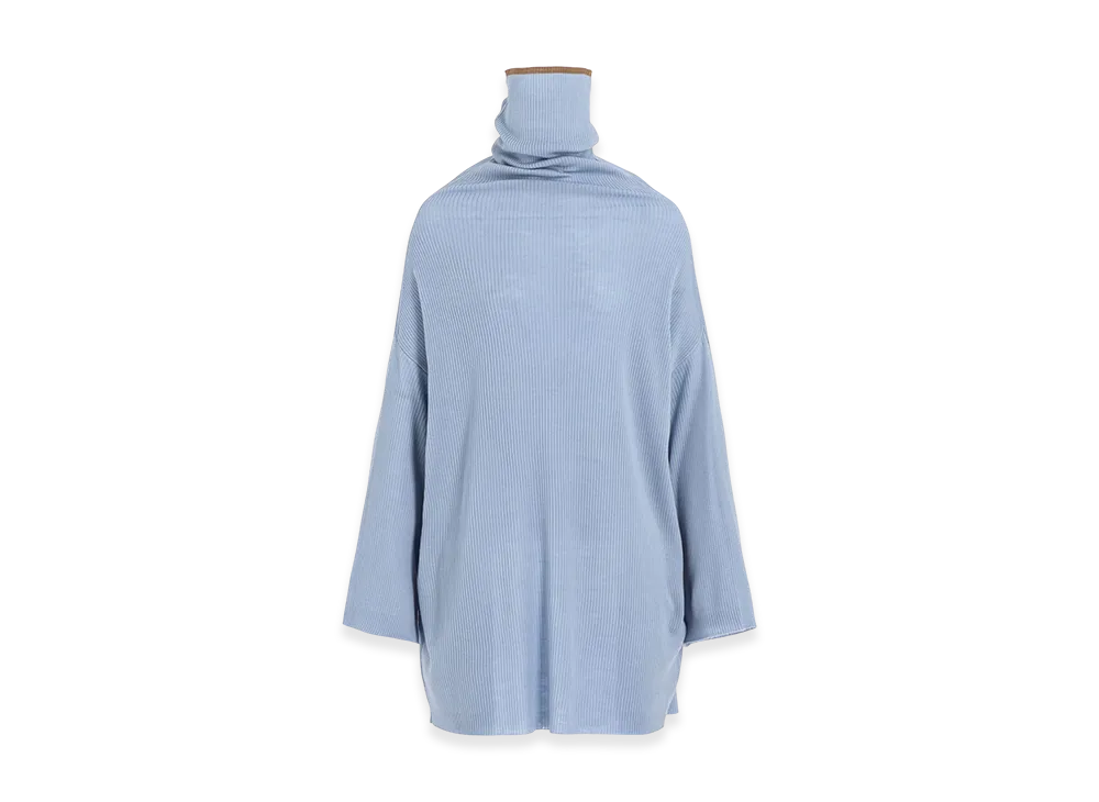 Y's x John Smedley Bottleneck Ribbed Knit "Light Blue"