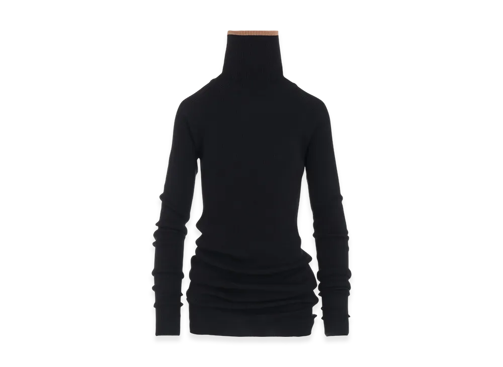Y's x John Smedley Turtleneck Ribbed Knit "Black"