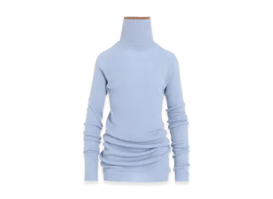 Y's x John Smedley Turtleneck Ribbed Knit "Light Blue"