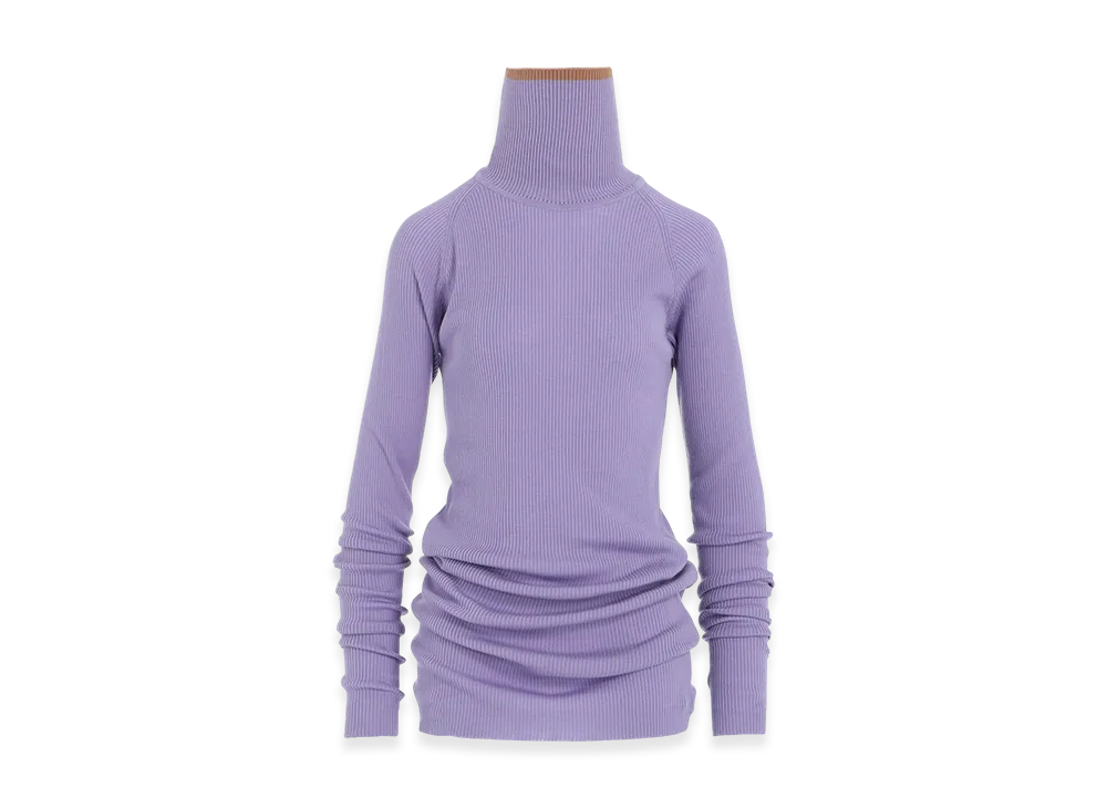 Y's x John Smedley Turtleneck Ribbed Knit "Light Purple"
