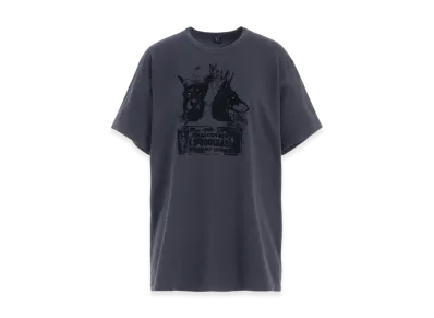 Y's Animal Flocked Print Round Neck Short Sleeve T (Dog) "Grey"