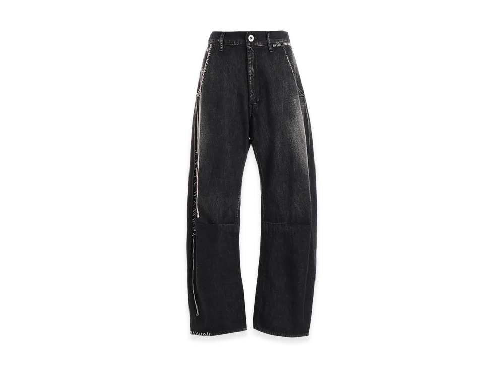Y's Spotted Denim Wide Leg Gusset Pants "Black"