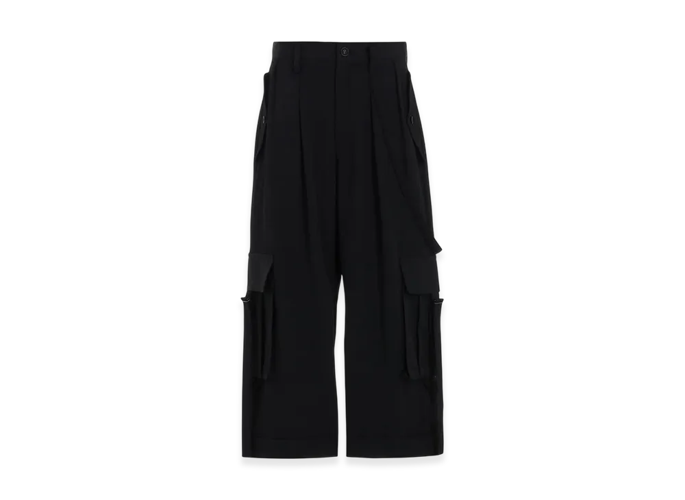 Y's Wool Gabardine Mackin Cargo Pants "Black"