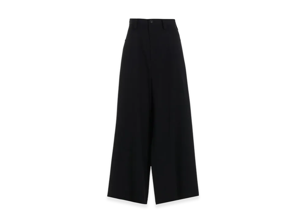 Y's Wool Gabardine Long Straight Pants "Black"