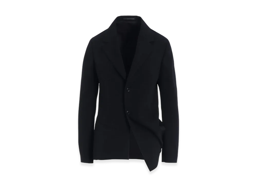 Y's Wool Gabardine Left Side Dropped Jacket "Black"