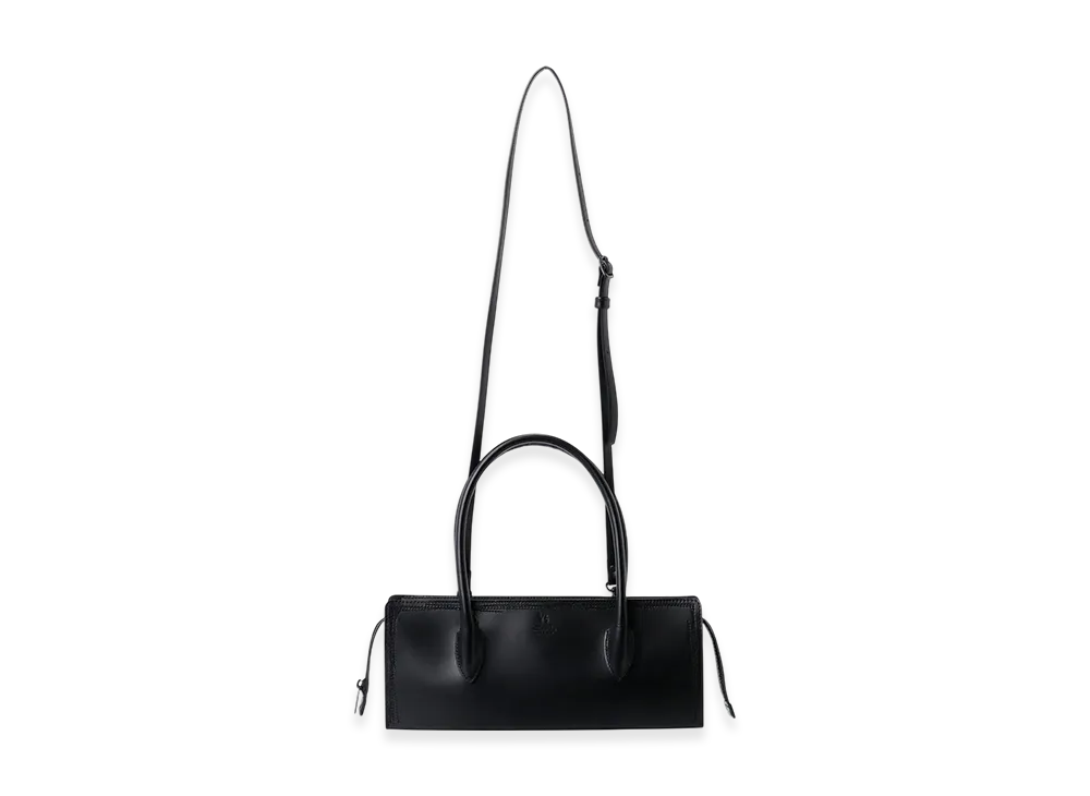 Y's Semi-Gloss Leather Chopped Square Bag "Black"