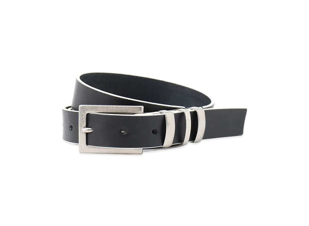 Y's Thick Semi Gloss Leather 25Mm Belt "Black/White"