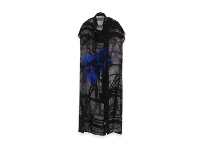 Y's Flower&Cable Print French Sleeve Shirt Dress "Blue"