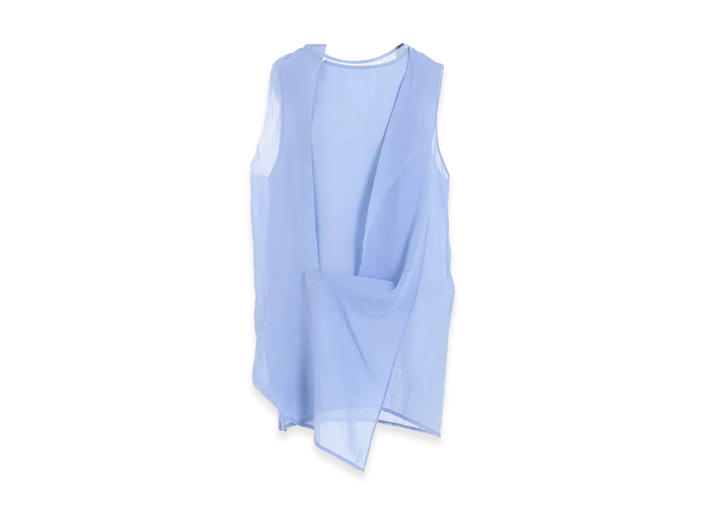 Y's Ramie Lawn Double Front Drape Shirt "Light Blue"