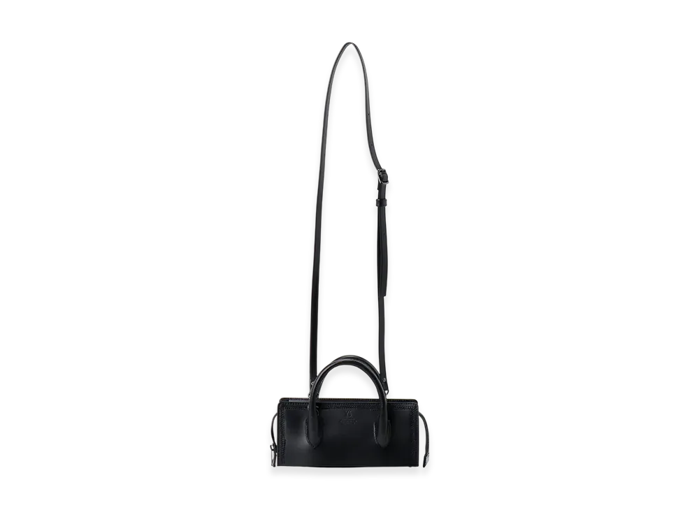 Y's Semi-Gloss Leather Chopped Square Mini Bag "Black"