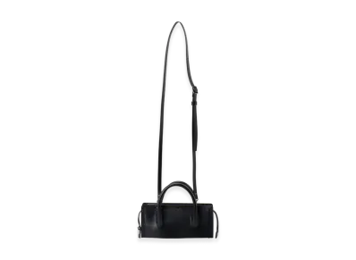 Y's Semi-Gloss Leather Chopped Square Mini Bag "Black"