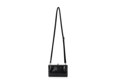 Y's Glossy Smooth Metal Clasp Shoulder Bag "Black"