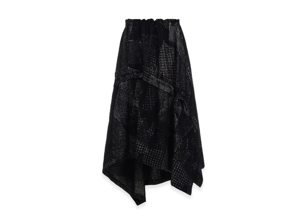 Y's W/C Random Houndstooth JQ Shirring Skirt "Black"