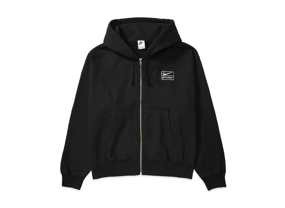 Stussy x Nike Stone Washed Fleece Zip Hoodie "Black" (US Size) FJ9175-010