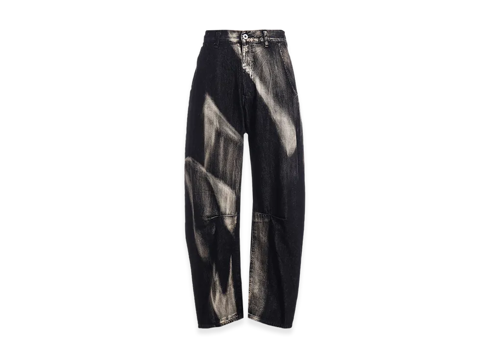 Y's C/ Spotted Denim Gusset Wide Pants "Black"