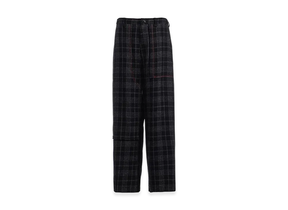 Y's W/ Check Red Stitch Long Straight Pants "Black"