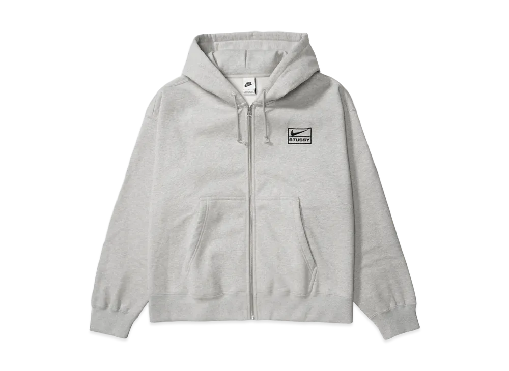 Stussy x Nike Fleece Zip Hoodie "Grey Heather" (US Size) FJ9181-050