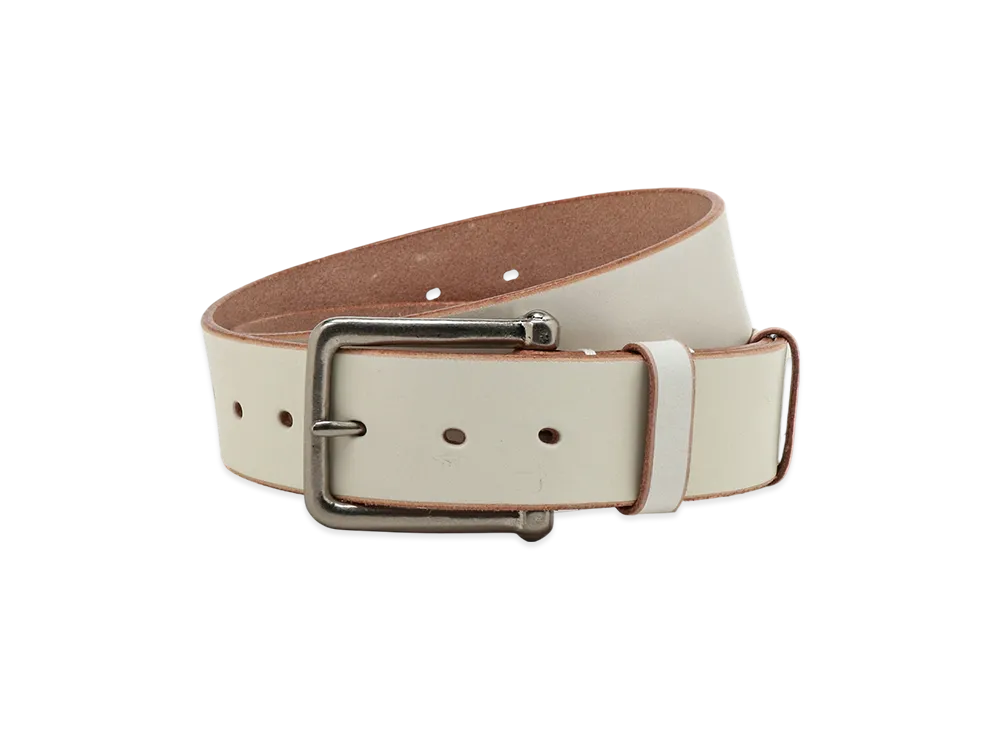 Y's Tan Leather 40mm Belt "White"