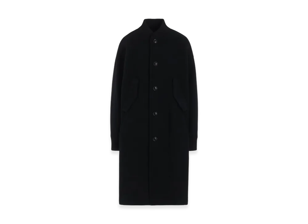 Y's Wool Double Mosser Ribbed Long Coat "Black"