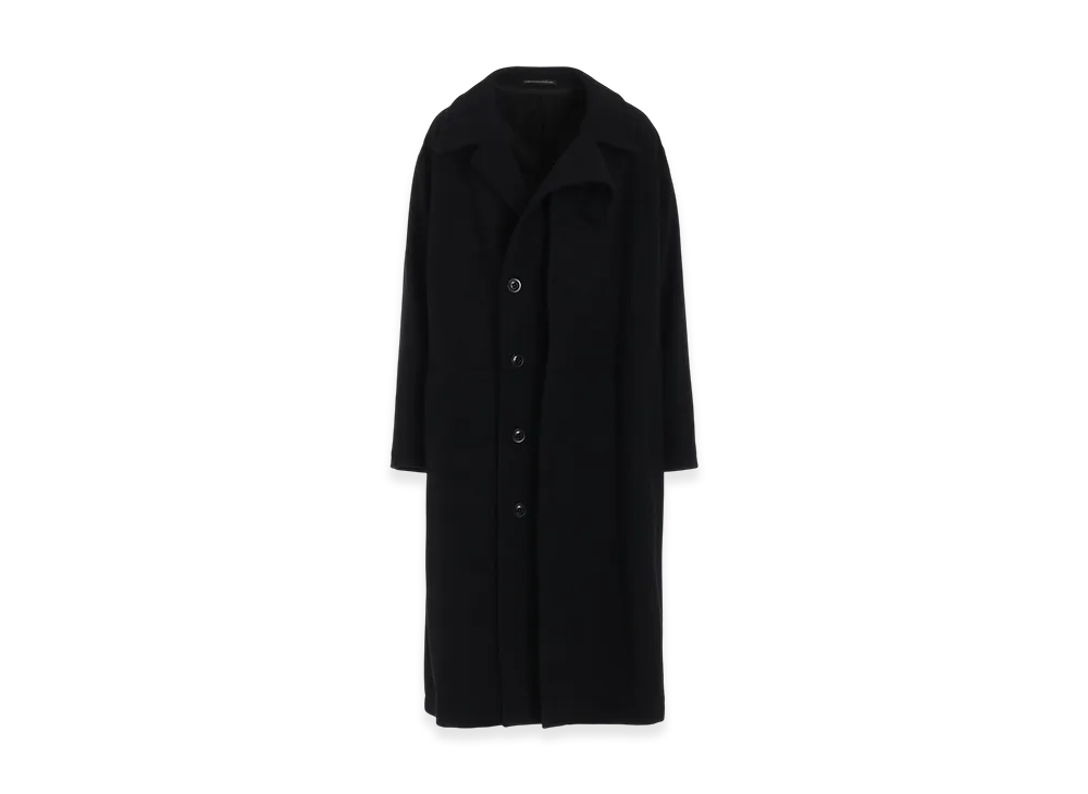 Y's Wool Single Mosser Left W Facing Coat "Black"