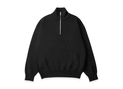 everyone Half Zip Rib Knit Sweater "Black"