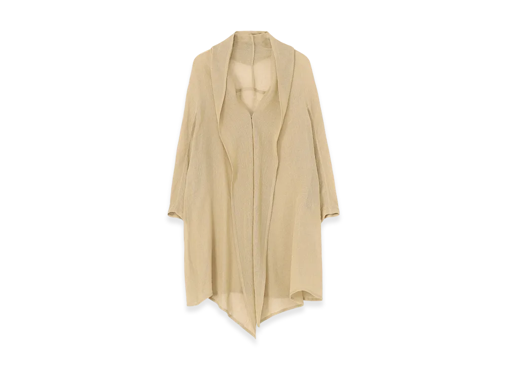 Y's Leno Cloth Shawl Collar Long Cardigan "Beige"