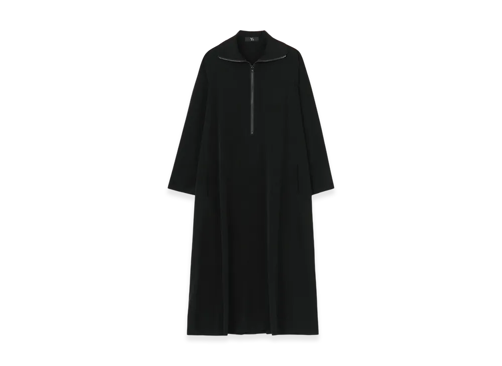 Y's Crepe De Chine Half Zip Dress "Black"
