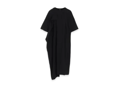 Y's Crepe De Chine/Cotton Jersey Combination Half Sleeve Dress "Black/Black"