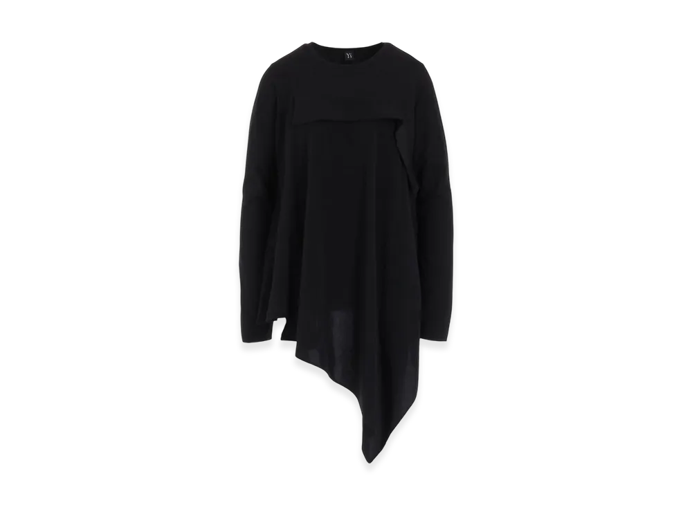 Y's Crepe De Chine/Cotton Jersey Combination Long Sleeeve T "Black/Black"