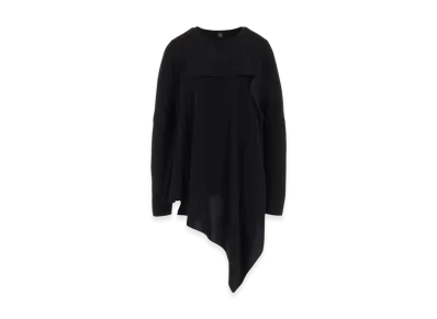 Y's Crepe De Chine/Cotton Jersey Combination Long Sleeeve T "Black/Black"