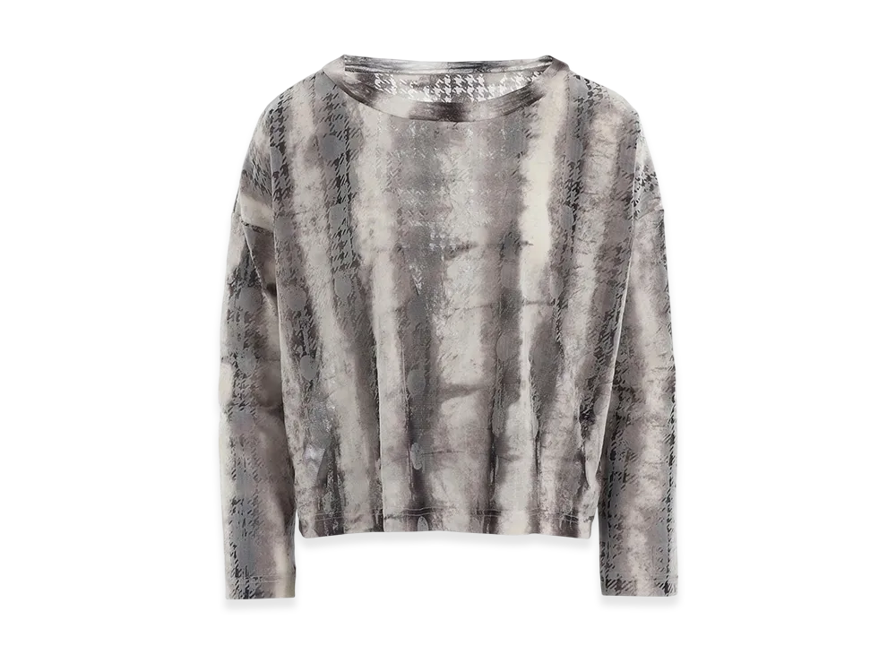 Y's Houndtooth Dots Tulle Cropped Round Neck T "Ivory"