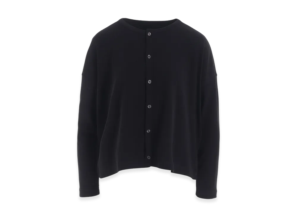 Y's Hard-Twist Cropped Round Neck Cardigan "Black"