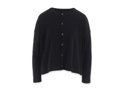 Y's Hard-Twist Cropped Round Neck Cardigan "Black"