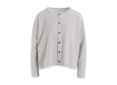 Y's Hard-Twist Cropped Round Neck Cardigan "Light Grey"