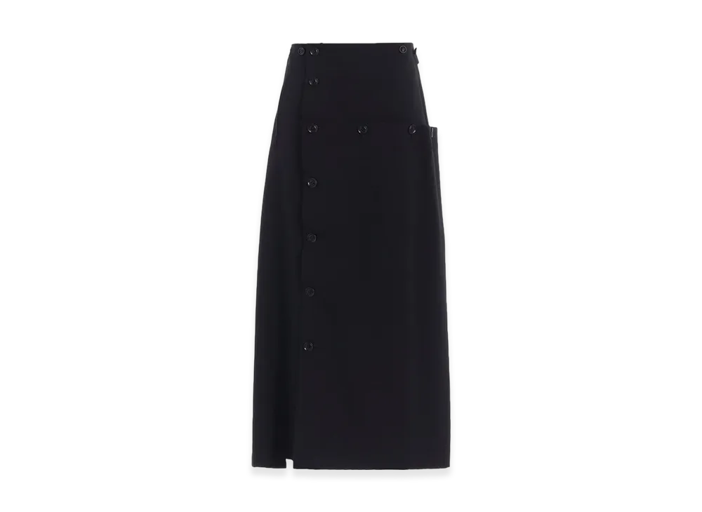 Y's Wool Gabardine Button Skirt "Black"