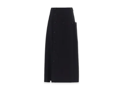 Y's Wool Gabardine Button Skirt "Black"