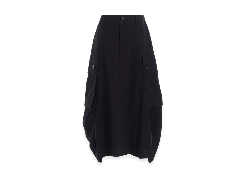 Y's Cotton/Linen Cargo Skirt "Black"