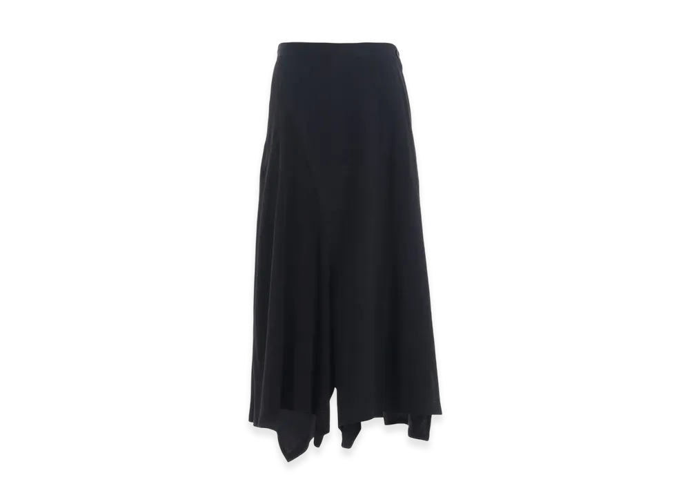 Y's Crepe De Chine/6OZ Denim Right Dart Flare Pants "Black"