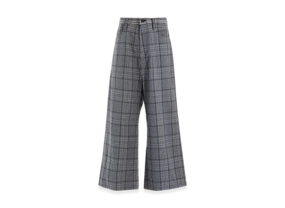 Y's Grid Plaid Long Straight Pants "Grey"