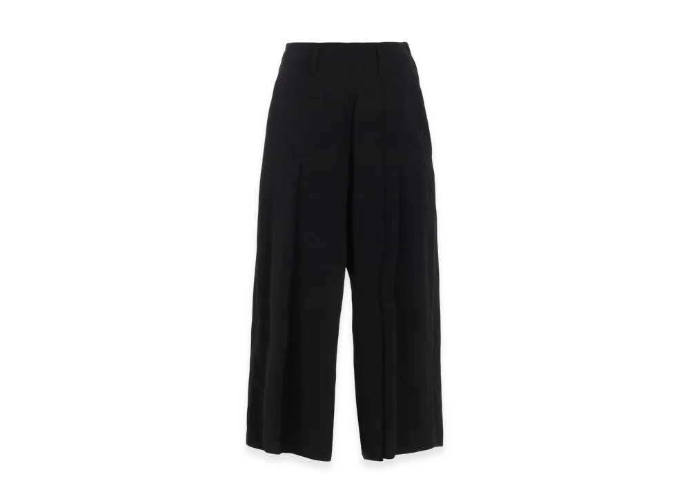 Y's Crepe De Chine Random Tuck Pants "Black"