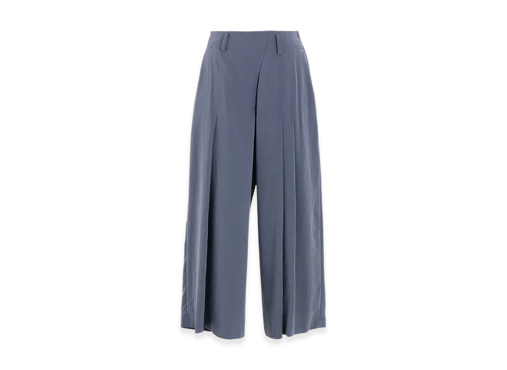 Y's Crepe De Chine Random Tuck Pants "Blue Grey"