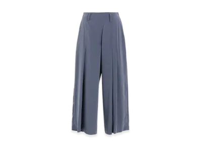 Y's Crepe De Chine Random Tuck Pants "Blue Grey"