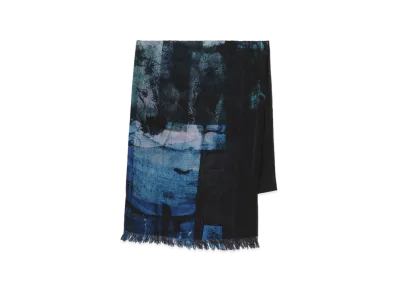 Y's Filagen Flower Print Scarf "Blue"