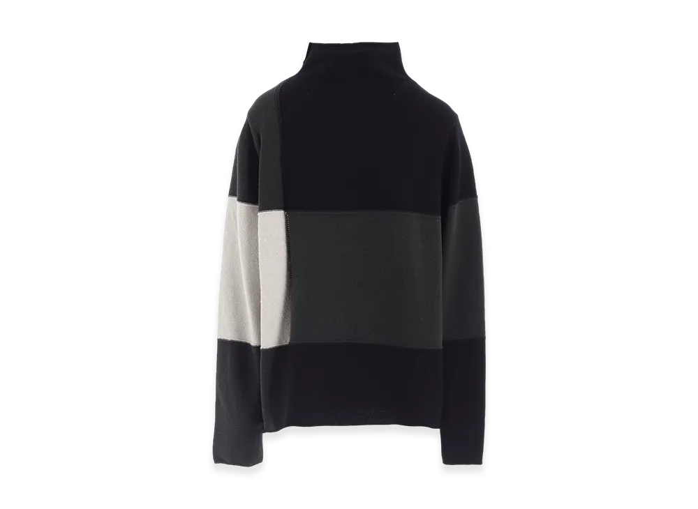 Y's Hard-Twisted Block Intarsia High-Neck Pullover "Off White"