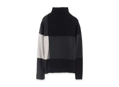 Y's Hard-Twisted Block Intarsia High-Neck Pullover "Off White"