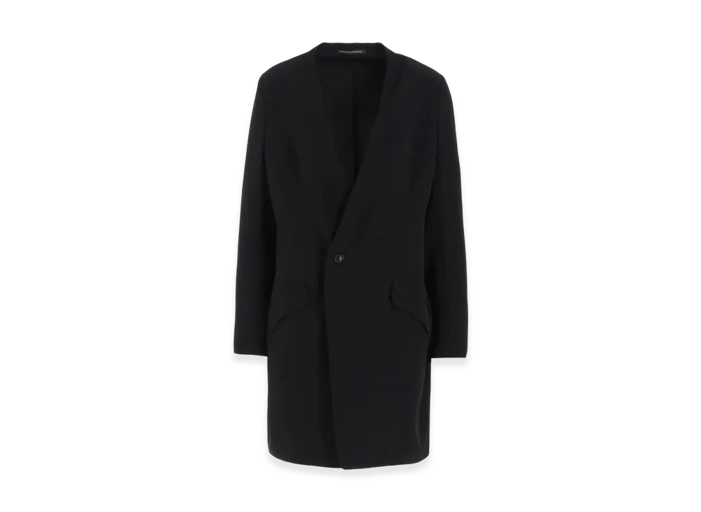Y's Crepe De Chine Collarless Jacket "Black"