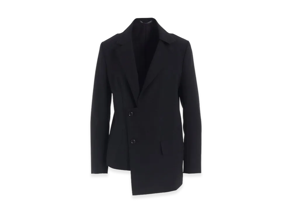 Y's Wool Gabardine Asymmetric Jacket "Black"