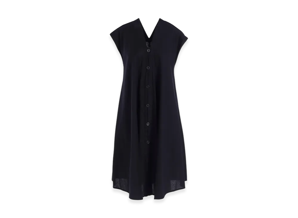 Y's Born Product Thin Cotton Twill French Sleeve Dress "Navy"